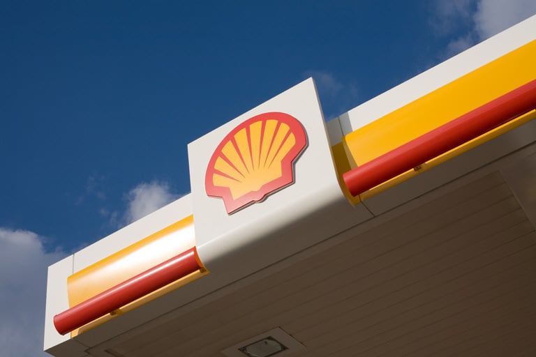 Shell logo in sky
