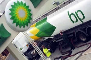 BP tanker truck refilling