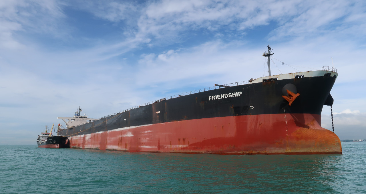 Mt Friendship vessel receiving fuel in Singapore