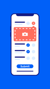 A representation of a mobile checklist that allows field workers to attach pictures or videos