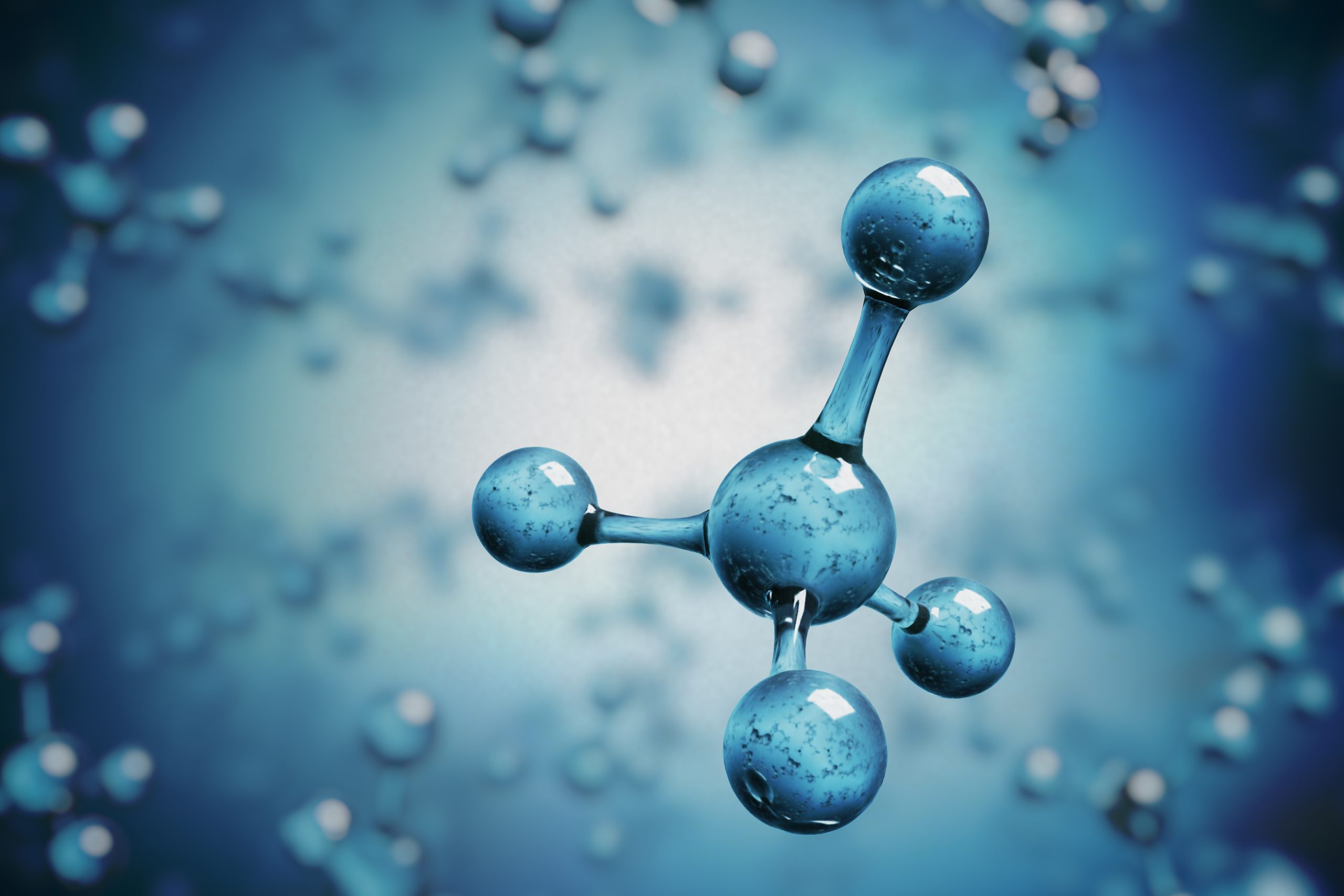Amonia molecule with blue background