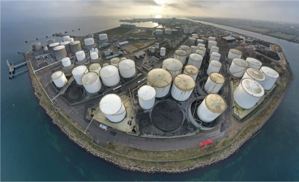 Aerial view of a storage terminal in Copenhagen