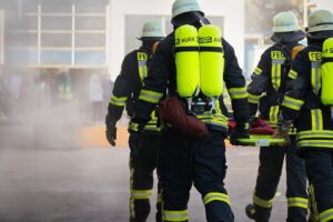 firefighters walking away