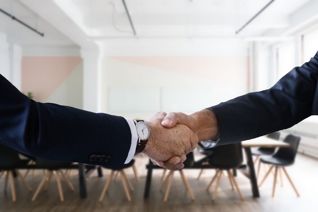 Handshake in office environment