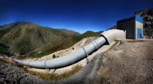 Pipeline set against hilly landscape