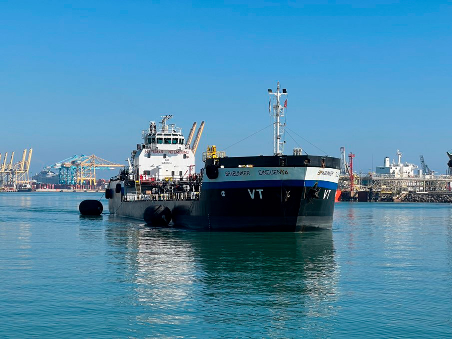 A large ship in the water