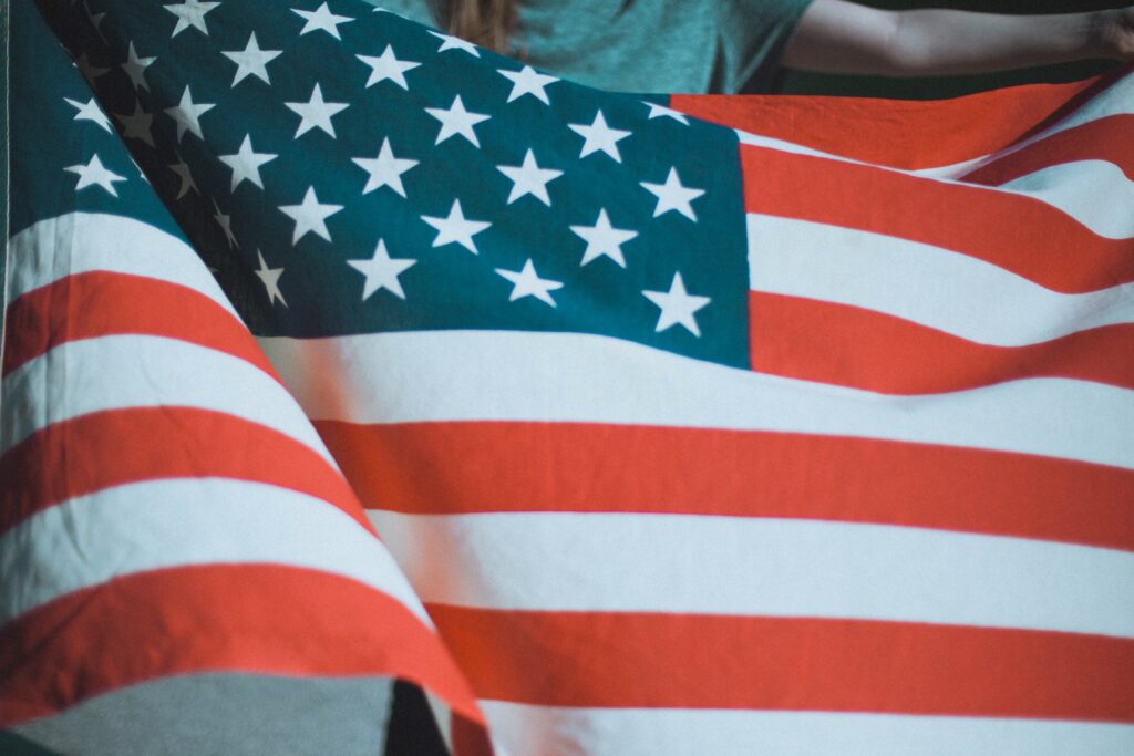 USA flag close up