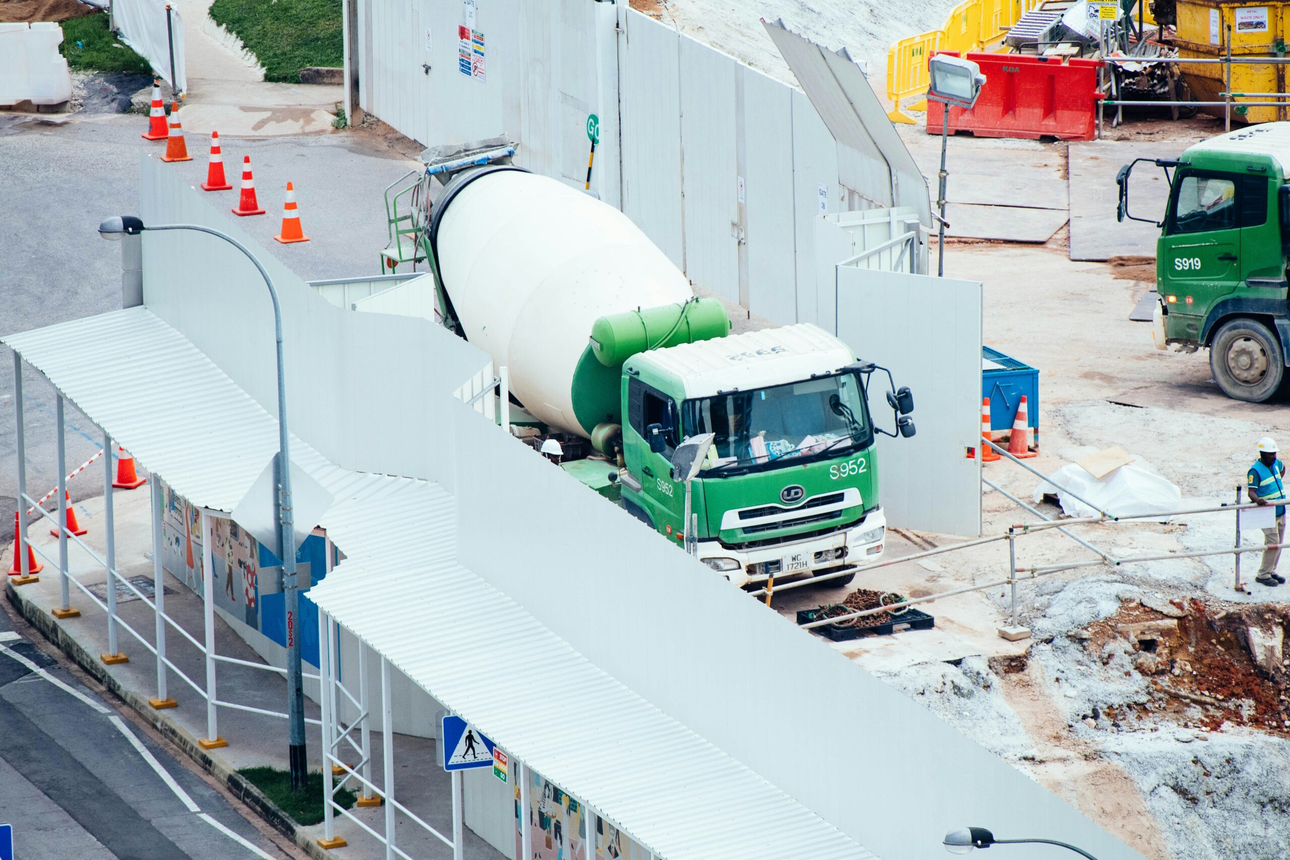 a cement mixer on a lorry