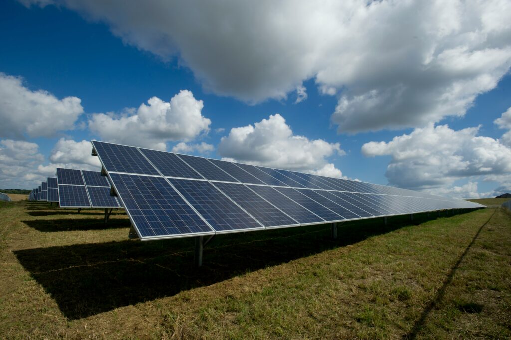 solar panels on grass