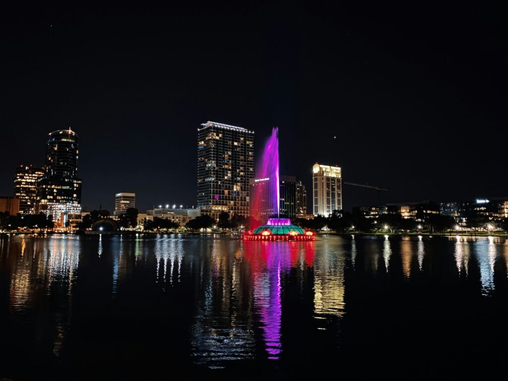 Orlando city skyline at night time