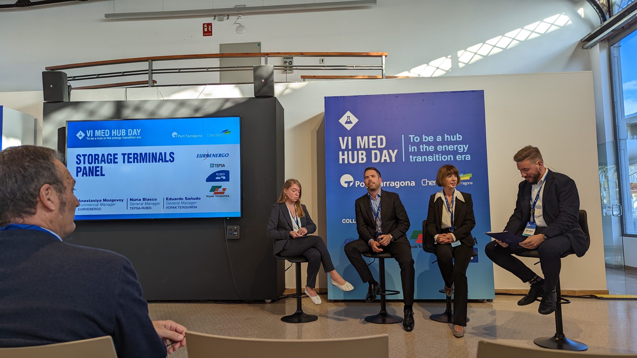 Storage Terminals Panel. L-R: Anastasiya Mozgovoy, Euroenergo, Eduardo Sañudo, Vopak Terquimsa, Núria Blasco, Tepsa-Rubis, Jordi Anglès Jové, Port Tarragona.