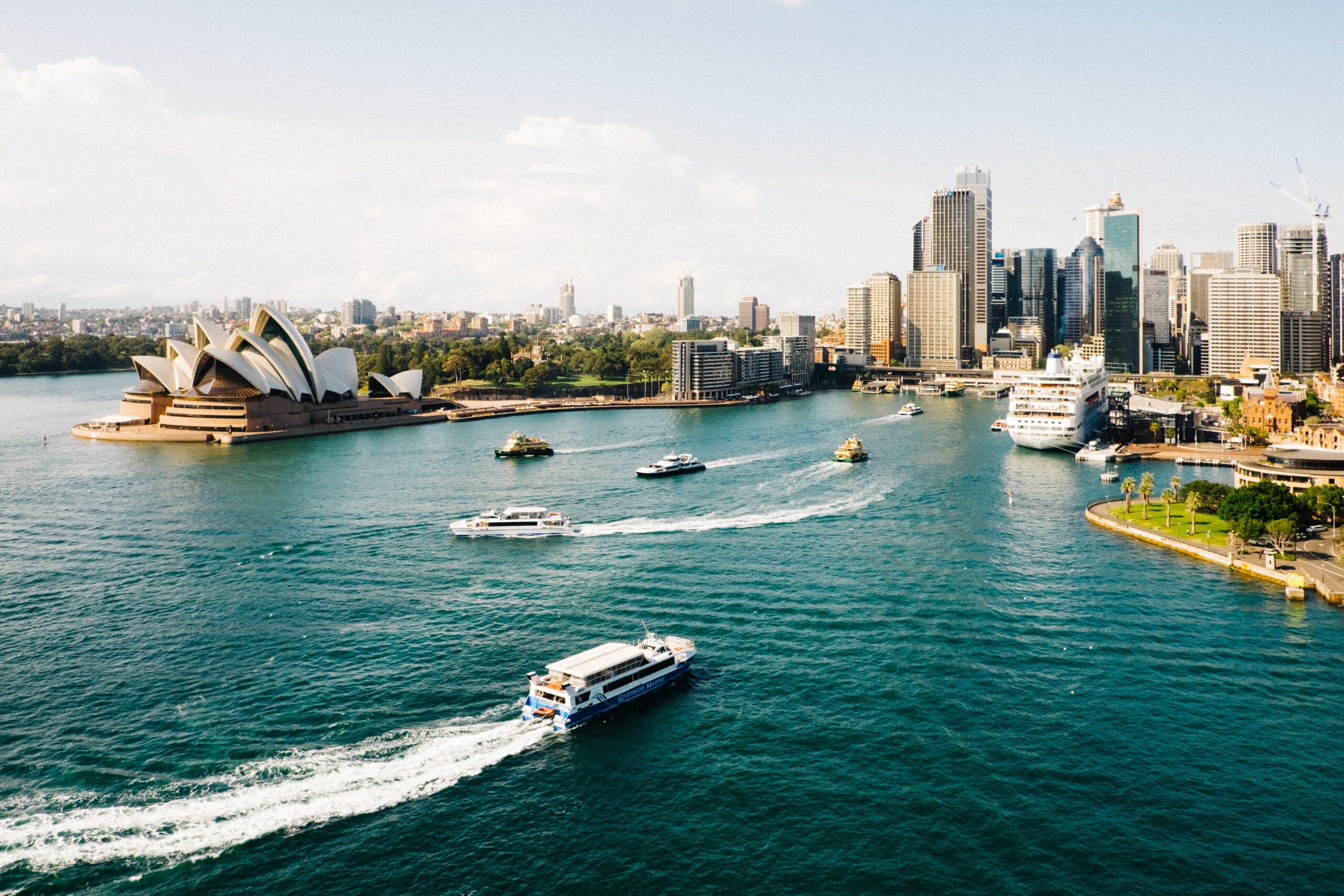A city with boats and buildings